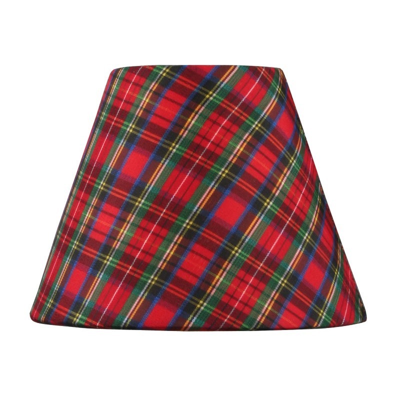 lot 6553242 image: Livex Lighting S328 Hardback Clip-On Chandelier Shade for Holiday Decor, Empire Shape, 5 x 4, Red and Green Plaid