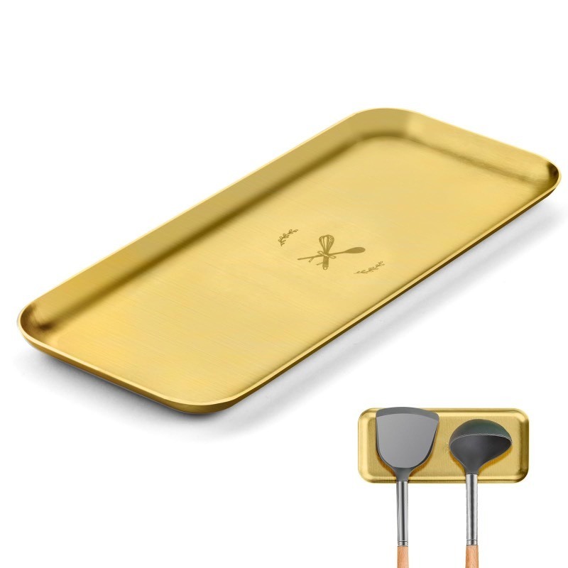 lot 6553428 image: Stainless Steel Spoon Rest, 7.7 Golden Stove Top Spoon Holder, Metal Kitchen Countertop Cooking Utensils Rest, Small Cooking Spoon Rest for Ladles, Spatulas, Spoons, Tongs and Tea spoons