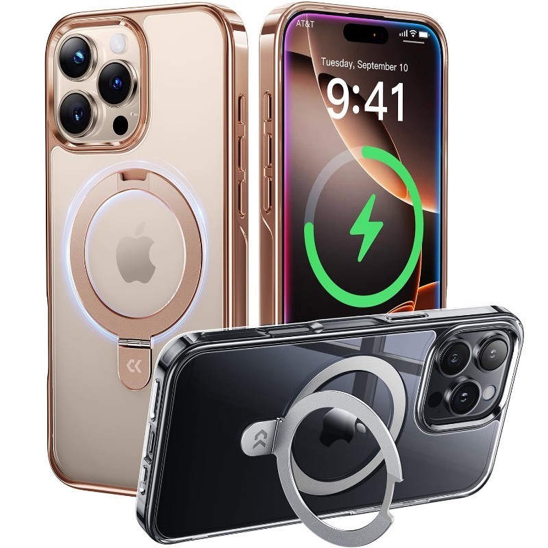 lot 6554106 image: CASEKOO Desert Titanium for iPhone 16 Pro Case with Magnetic Invisible Stand Compatible with MagSafe 16FT Military-Grade Protection Shockproof Polished Frame Phone Grip Cover 6.3 inch Gold