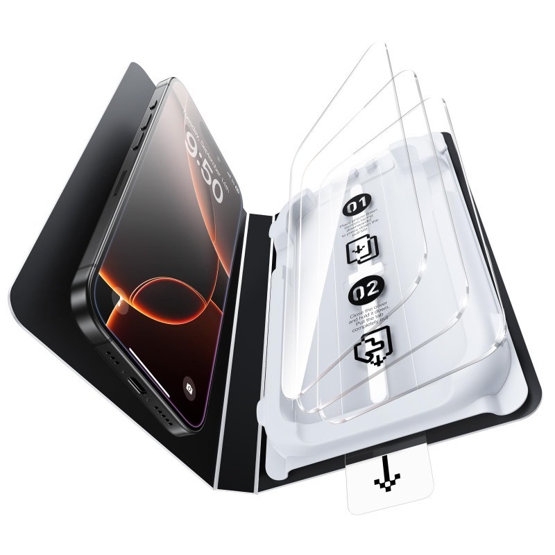 lot 6554113 image: SMARTDEVIL 3 Pack Screen Protector for iPhone 16 Pro, Bubble-and-Dust-Free Box, HD Tempered Glass, Military Grade Shatterproof & Ultra Durable, Easy Installation