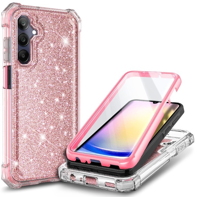 lot 6554245 image: WDHD Designed for Samsung Galaxy A35 5G Case, Slim Stylish 16FT Military Grade Drop Tested Full-Body Protective Shockproof Rugged Bumper Case with Built-in Screen Protector Glitter Rose Gold