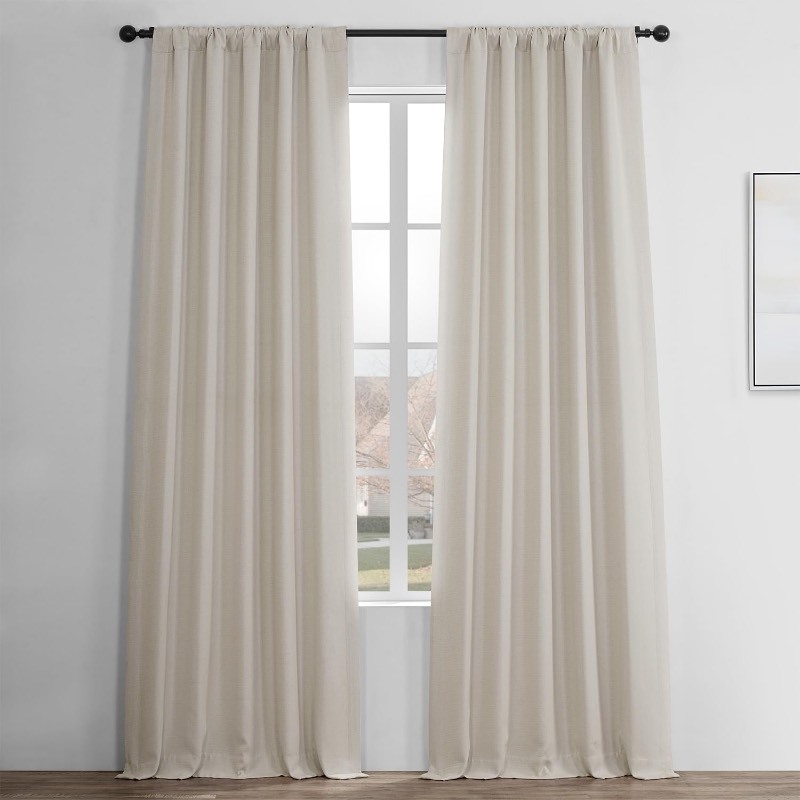 lot 6554276 image: HPD Half Price Drapes Faux Linen Textured Room Darkening Curtains for Bedroom 84 Inches Long (1 Panel), 50W X 84L Curtains for Living Room Home Decor, Birch