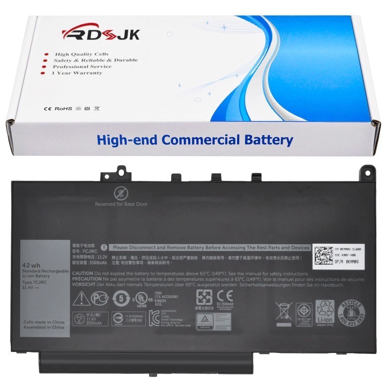 lot 6554323 image: RDSJ 7CJRC Laptop Battery for Dell Latitude 7470 7270 E7270 E7470 Series 21X15 021X15 KNM09 0KNM09 TX283 0TX283 451-BBSW 451-BBWR 11.4V 42Wh 3-Cell