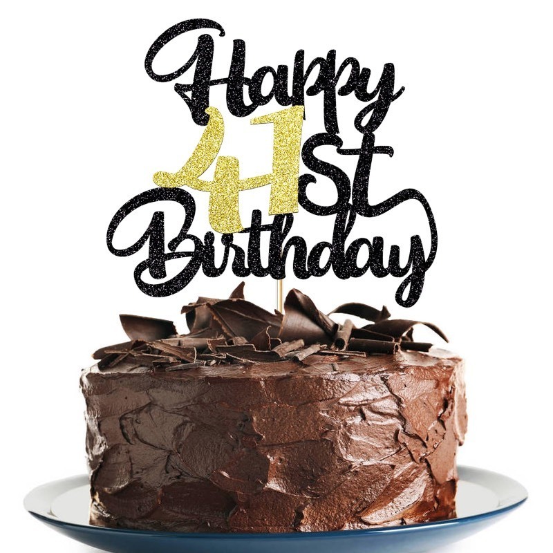 lot 6554381 image: Klionjor 41st Birthday Cake Topper Paper Board Material, Unique Design for Birthday Party Decoration and Photo Prop, 1 Piece