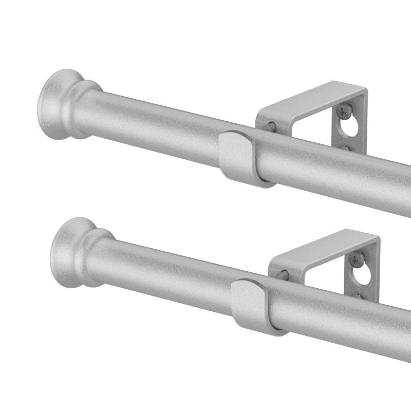 lot 6554419 image: Curtain Rods 2 Pack Curtain Rods for Windows 30 to 45 Inch,58 curtain rod with Brackets for Bedroom Living room Kitchen,Silver