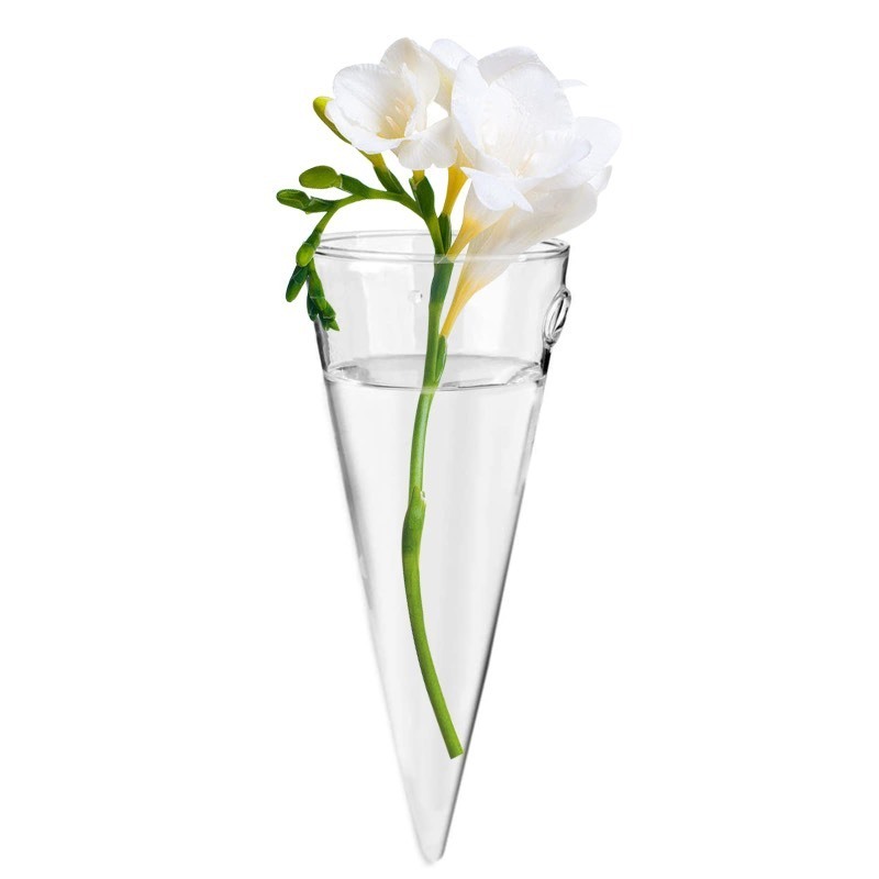 lot 6554445 image: Clear Circular Cone Glass Wall Hanging Vase Flower Vase Bottle for Plant Holder Flower Creative Decor Cone Type Vase Succulent Planter Arrangement for Bedroom Kitchen Living Room Office