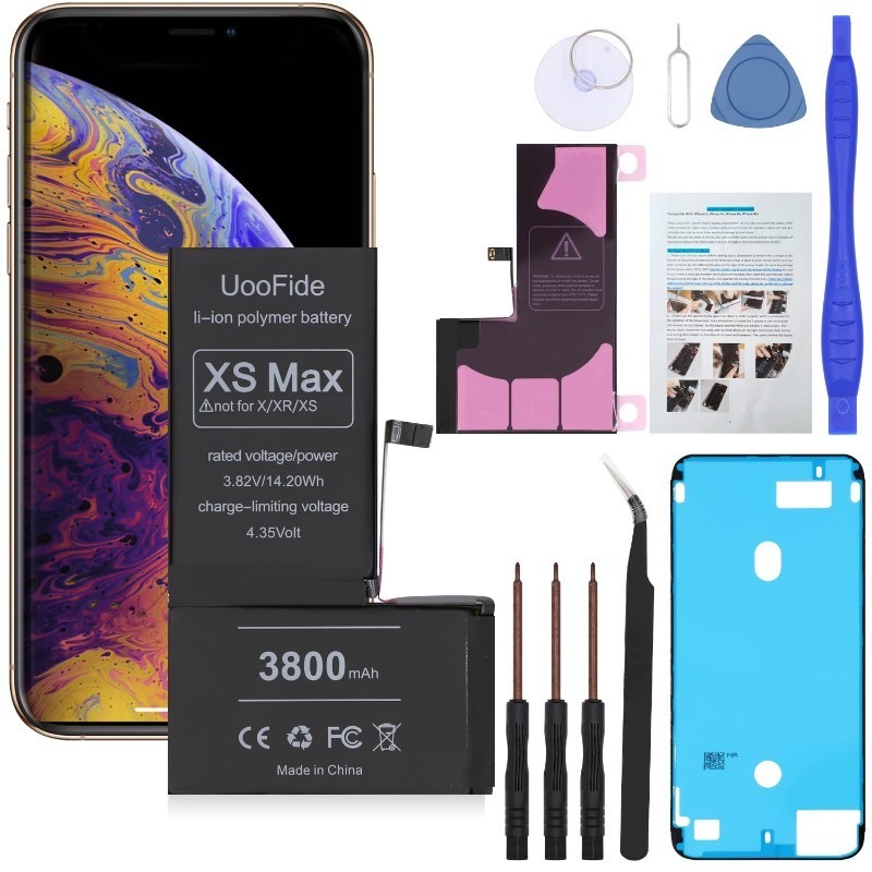 lot 6554496 image: Upgraded Battery for iPhone Xs Max, High Capacity Replacement iPhone Xs Max Battery A1921 A2101 A2102 A2104 with Professional Repair Tools Kit