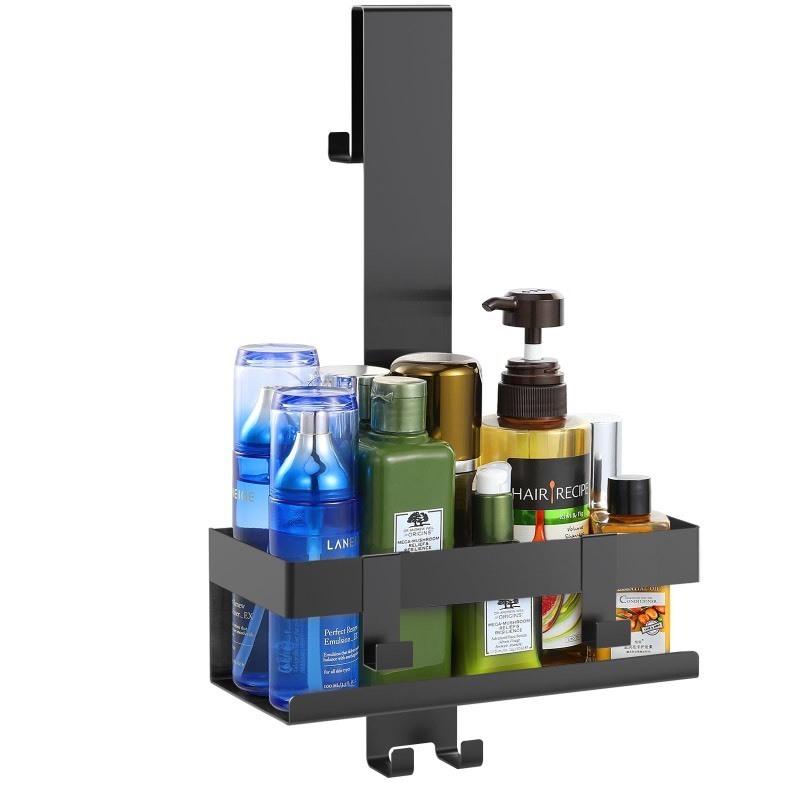 lot 6554530 image: Emibele Over The Door Shower Caddy, 304 Stainless Steel Hanging Shower Caddy Rustproof Shower Shelves, No Drilling Hanging Shower Organizer for Bathroom Glass Door, Black