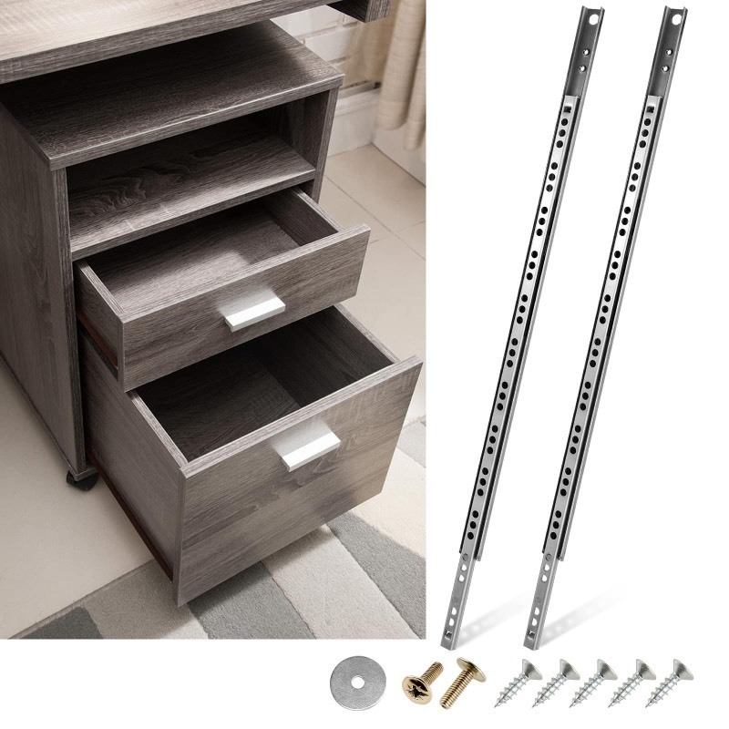 lot 6555029 image: Masendelk 4pcs Ball Bearing Drawer Slides 16 Inch  406mm, 2 Fold Metal Drawer Tracks, Two Way Slide Track Rail Glides with Mounting Screws - 0.67 Inch Wide