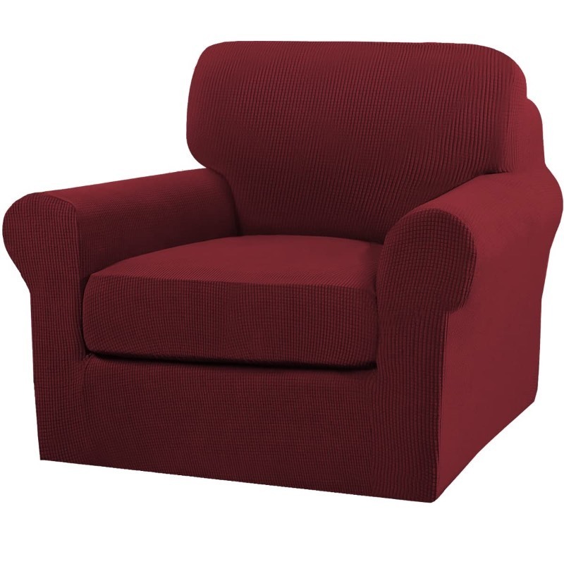 lot 6555116 image: Turquoize 2 Piece Chair Covers Chair Slipcovers for Living Room Armchair Couch Cover Chair Sofa Cover with Individual Cushion Covers Furniture Cover for Chairs Feature Thick Fabric (Chair, Burgundy)