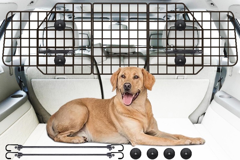 lot 6555233 image: Gtongoko Dog Car Barriers for SUVs, Vehicles, Cars, & Trucks, Upgraded Adjustable Heavy-Duty Wire Mesh Pet SUV Barriers Universal-Fit, Car Accessories Safety Travel, 2pcs 51.2 Elastic Ropes Included