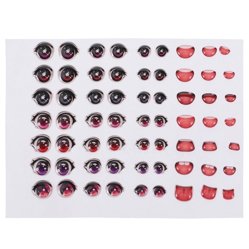 lot 6555263 image: TEHAUX 63pcs Cartoon Eyes Mouth Stickers, Colored Cute Eyes Mouth Decals Mouth Stickers for Crafts DIY Doll Accessories Water Stickers Crafting Supplies