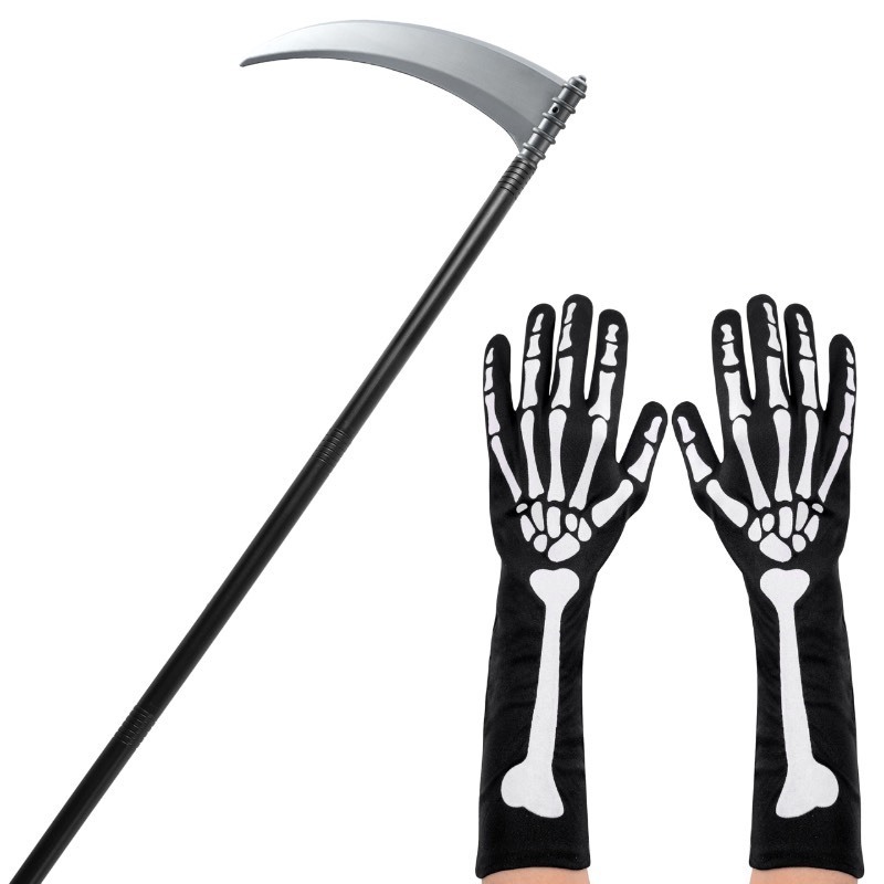 lot 6555386 image: JOYIN Grim Reaper Accessories Set with Grim Reapers Scythe and Scary Skeleton Gloves Halloween Sickle Weapon Prop Costume for Party