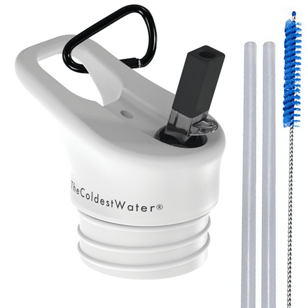 lot 6555454 image: The Coldest Water Standard Size Mouth Hydro Sports Straw Cap Flip Top Lid - Multi-Compatible with Standard Flask Mouth Size Stainless Steel Water Bottles ( White 2.0)