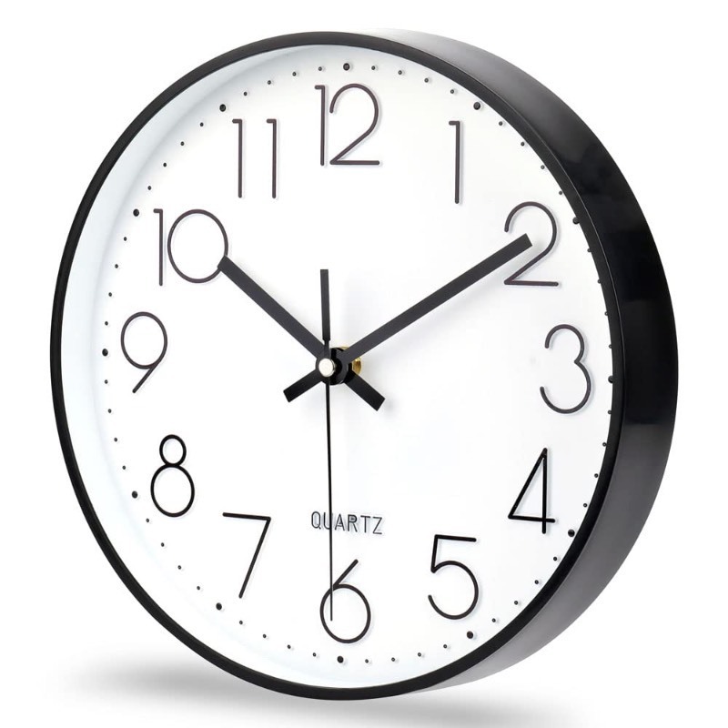 lot 6556074 image: jomparis Small Wall Clock 8 Inch Black Wall Clocks Silent Non-Ticking for Bedroom Bathroom Kitchen