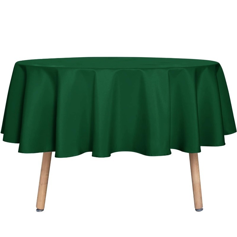 lot 6556393 image: sancua Round Tablecloth - 48 Inch - Water Resistant Spill Proof Washable Polyester Table Cloth Decorative Fabric Table Cover for Dining Table, Buffet Parties and Camping, Hunter Green