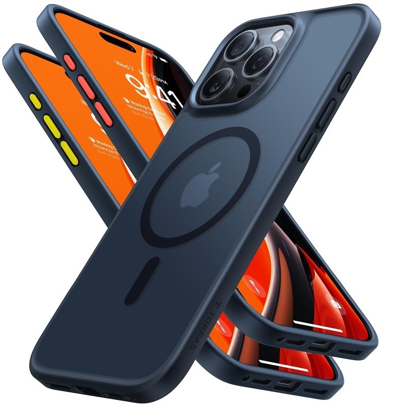 lot 6556461 image: TORRAS Stronger Magnetic & Shockproof for iPhone 16 Pro Case, Military Grade Drop Protection, Compatible with MagSafe, Case for iPhone 16 Pro Case Slim, Silicone Anti-Scratch, Translucent Matte Black