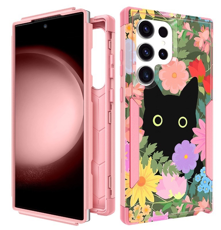 lot 6561069 image: Plakill for Samsung Galaxy S22 Ultra Case Heavy Duty Protective Cat Flower Designer Drop Tested Cute Cases for Men Women Girls Shockproof Protection Rugged Bumper Phone Cover for S22 Ultra 6.8