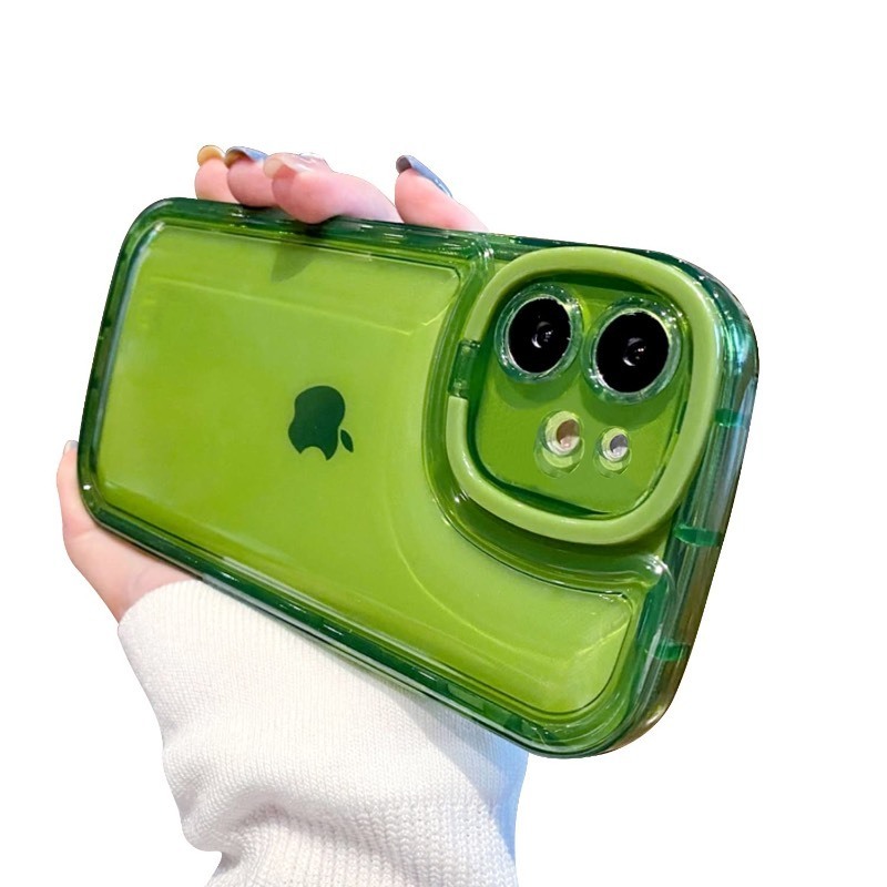 lot 6561135 image: Ownest Compatible with iPhone 12 Case with Clear Kickstand Creative Protective Design Case with Camera Holder for TPU Slim Shockproof Cool Phone Case for iPhone 12-Green