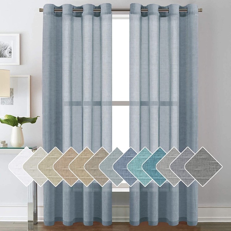 lot 6561183 image: H.VERSAILTEX Linen Curtains Natural Linen Blended Curtain Panels for Living RoomLight Reducing Linen Semi Sheer Curtains 2 Panels Set Nickel Grommet Window Panels (52x84 Inch, Denim)
