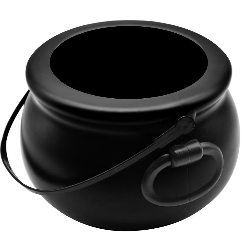 lot 6561232 image: SpinLaLa 8 Plastic Black Cauldron Kettle Halloween Candy Bowl, Large Witch Cauldron Pot Bucket for Halloween Decorations Trick or Treat Party Supplies
