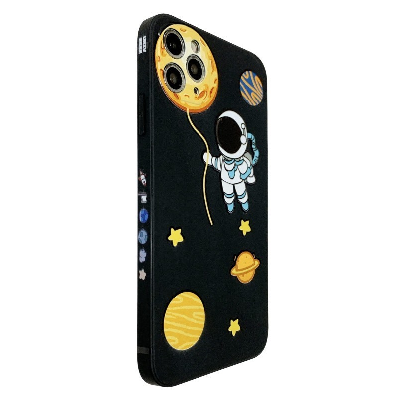 lot 6561328 image: Yonds Queen for iPhone 12 Pro Cute Case, Cartoon Astronaut Space Planet Design Stylish Bumper Cover Soft TPU Rubber Protective Anti-Slip Shockproof Case(iPhone 12 Pro, Black Moon)