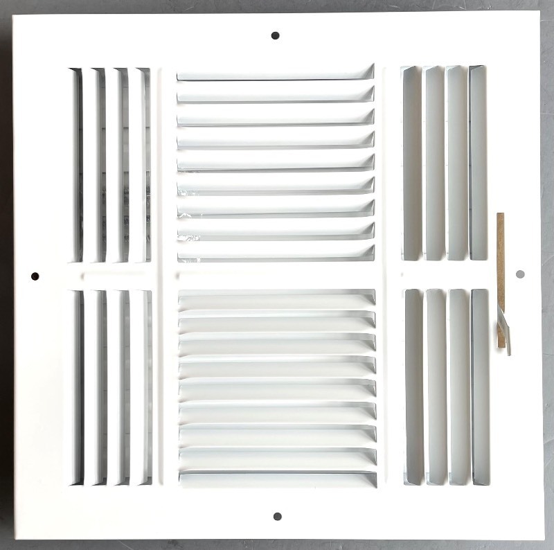 lot 6561439 image: 10x 10 (Duct Opening Size) 4-Way Stamped Face Steel Ceilingsidewall Air Supply Register - Vent Cover - Actual Outside Dimension 11.75 X 11.75