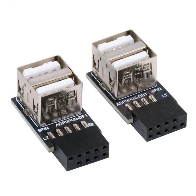 lot 6561467 image: CY Adapter 2pcslot 9Pin 10Pin Motherboard Female Header to Dual USB 2.0 Female Adapter Horizontal Type