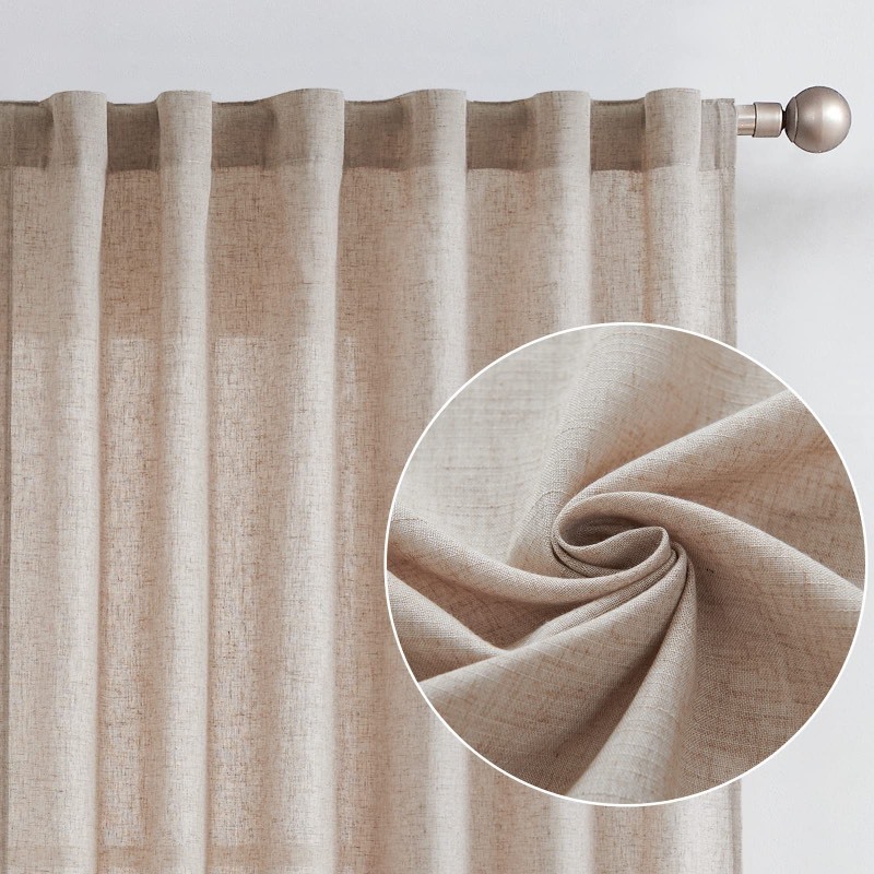 lot 6561592 image: jinchan Linen Blend Curtains 72 Inches Long for Living Room Farmhouse Rod Pocket Back Tab Light Filtering Window Drapes for Bedroom Curtains Taupe 2 Panels