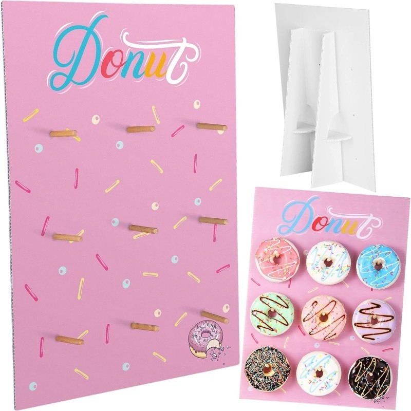 lot 6562100 image: Jetec Wall Donut Stand Display Stand Reusable Donut Holder Board for Party Supplies Table Dessert Wedding Birthday Baby Shower Treat(Pink)