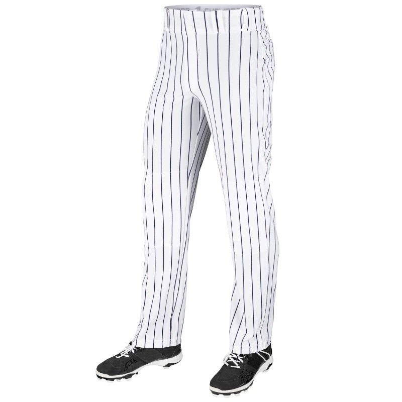 lot 6562111 image: CHAMPRO Men Champro Adult Pinstripe Ob Triple Crown Open Bottom Baseball Pant, White, Navy, Small US