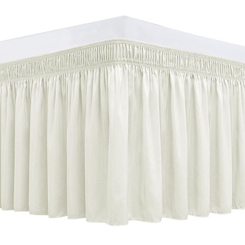 lot 6562120 image: Biscaynebay Wrap Around Bed Skirts for King & Cal King Beds 17 Long Drop, Ivory Adjustable Elastic Dust Ruffles Easy Fit Wrinkle & Fade Resistant Silky Luxurious Fabric Solid Machine Washable