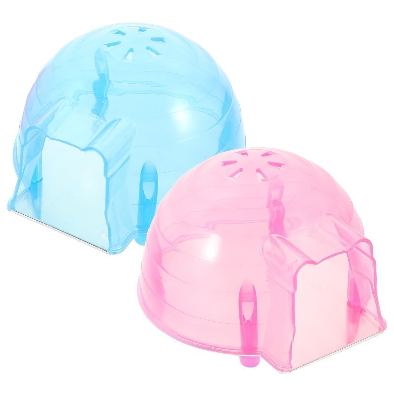 lot 6562251 image: POPETPOP 2 Pcs Hamster Hideout House - Chinchilla Cooling House, Summer Cooling Mini Hut, Plastic Small Animal House, Hamster Cage Accessories for Hamster Chinchilla (Random Color)