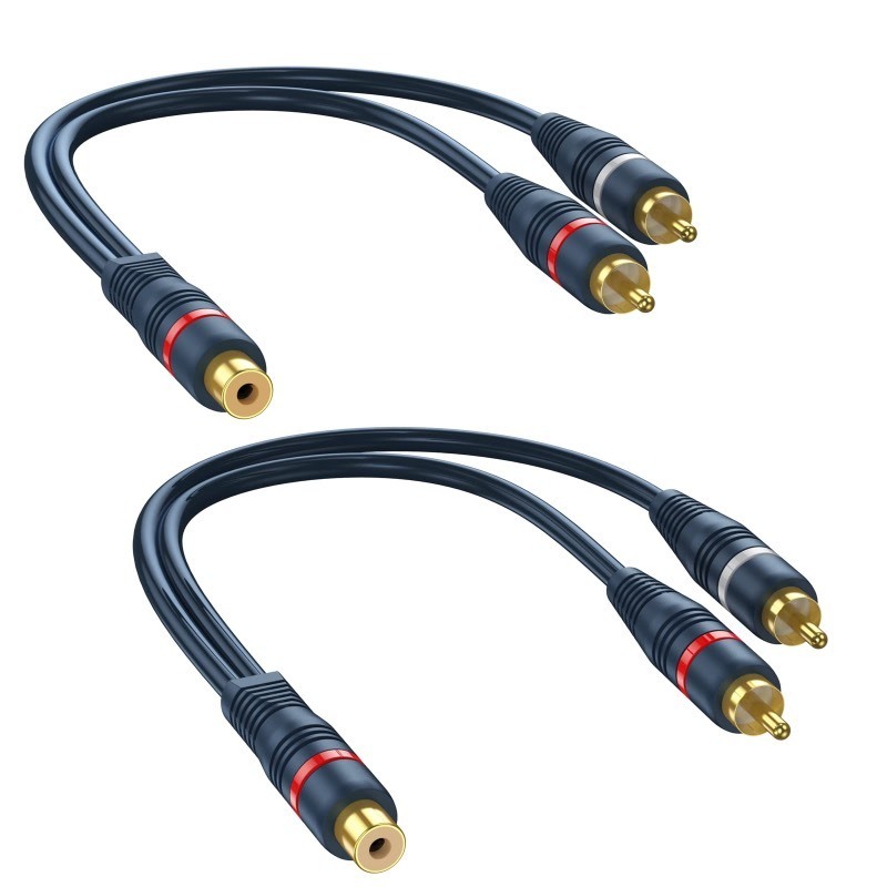 lot 6562480 image: DteeDck RCA Splitter 1 Female to 2 Male 2 Pack, RCA Y Splitter RCA Audio Video Cable Splitter Adapter Dark Blue