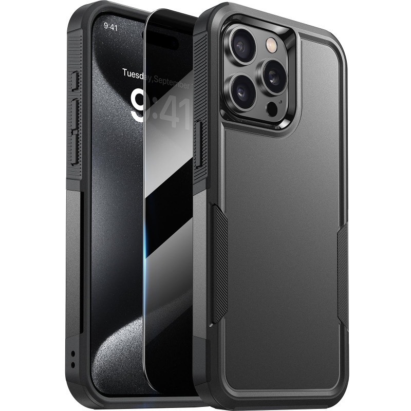lot 6562586 image: Diaclara Designed for iPhone 15 Pro Case, with Privacy Screen Protector Anti Spy Military Grade Drop Protection Heavy Duty Full-Body Shockproof Phone Case, Black
