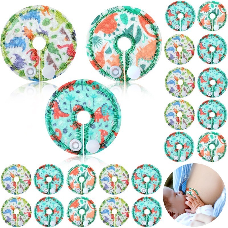 lot 6563012 image: 24 Pack Cotton Pads for Feeding Support, Feeding Pads Supplies G Shape Pads Button Covers for Feeding Care (Dinosaur)