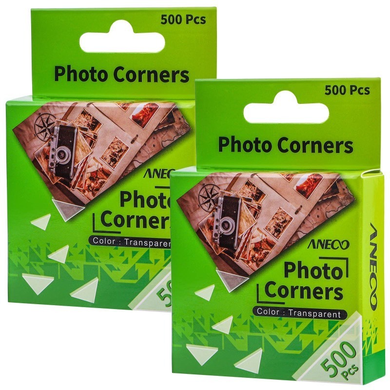lot 6563237 image: Aneco 2 Pack Transparent Photo Corners Clear Picture Mounting Corner Stickers for DIY Album, Scrapbook, Journal, 500 PiecesPack