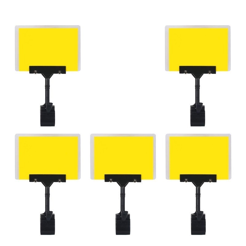 lot 6563312 image: 5 Pcs POP Adjustable Plastic Sign Holder,Clip-on Style Double Head Display Clips Rotating Reuse Sign Price Tag Merchandise Sign Display Clip Holder for Business,Store,Supermarket,Office,Exhibition (A)