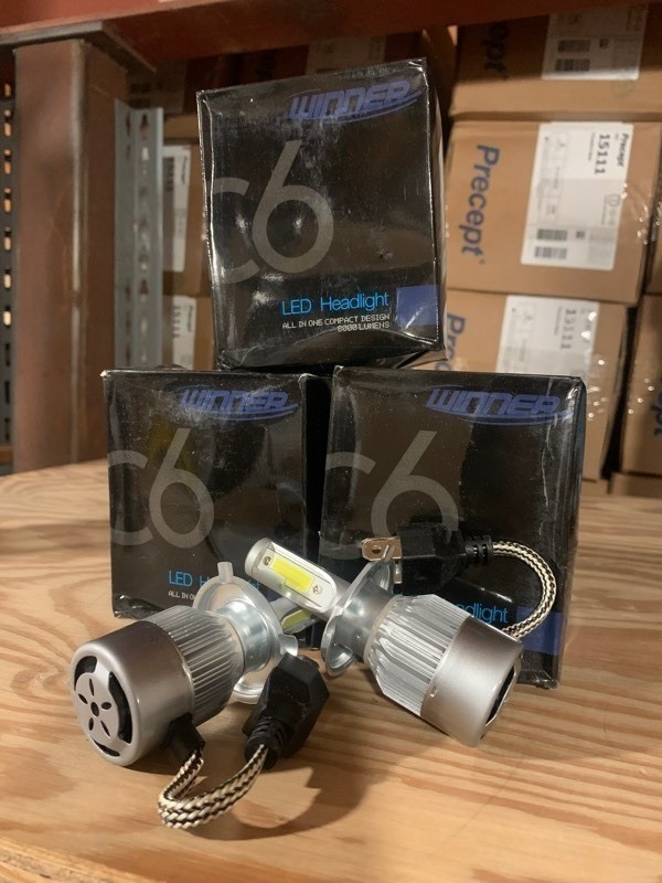 lot 211 image: 2 New Sets of Winner C6 All In One Compact Design 8000 Lumens LED Headlights