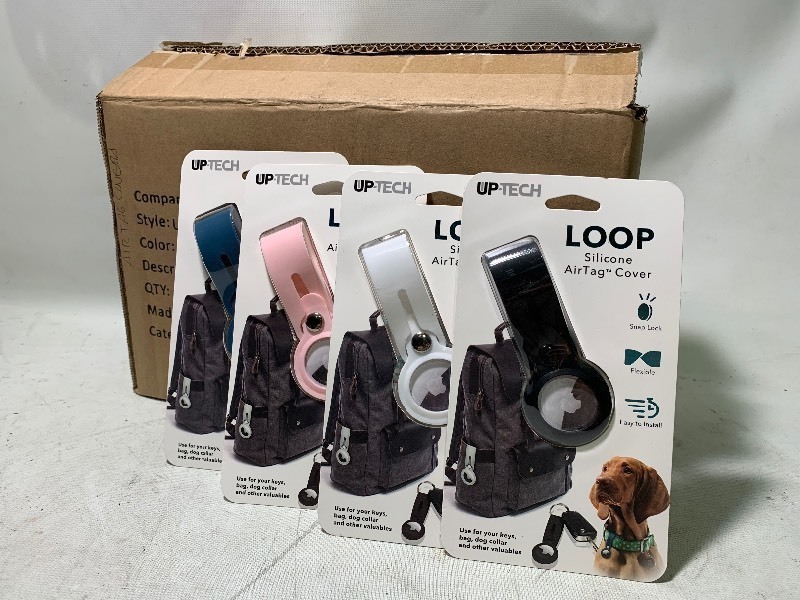 lot 320 image: New Box of 24 Assorted Colors Up-Tech Loop Silicone Apple AirTag Covers