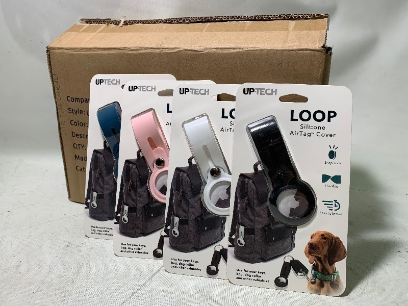 lot 321 image: New Box of 24 Assorted Colors Up-Tech Loop Silicone Apple AirTag Covers