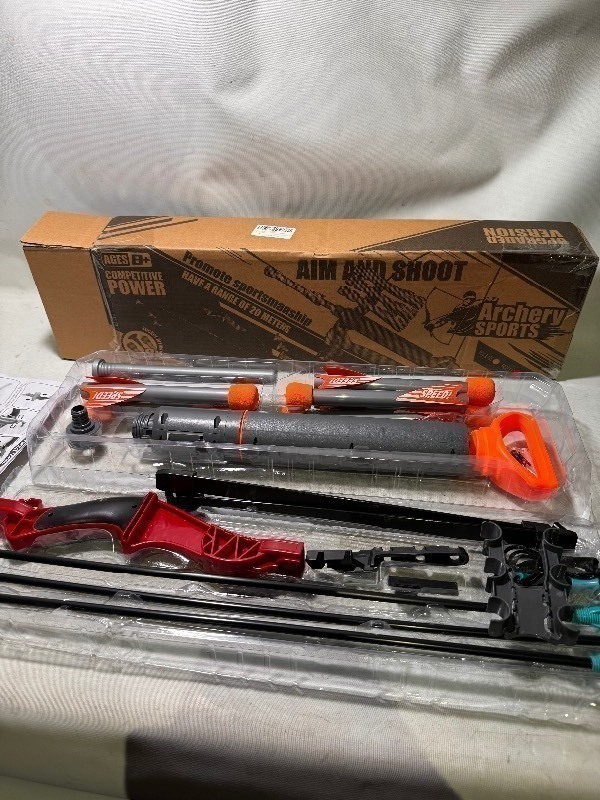lot 274 image: New Competitive Power Sportsmanship Archery Sports Toy Foam Blaster 001 Bow Set, Red