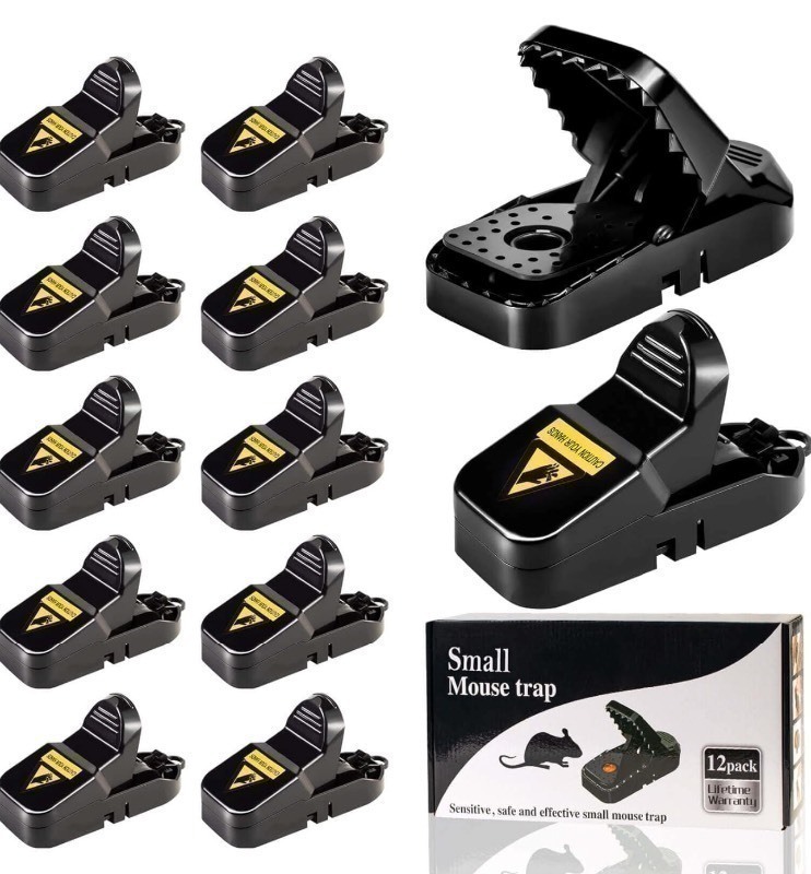 lot 159 image: New VEFEFI Mouse Traps 12-Pack - for House Indoor Outdoor, Small Mice Traps, Reusable Mousetrap Quick Effective Mouse Catcher, Black