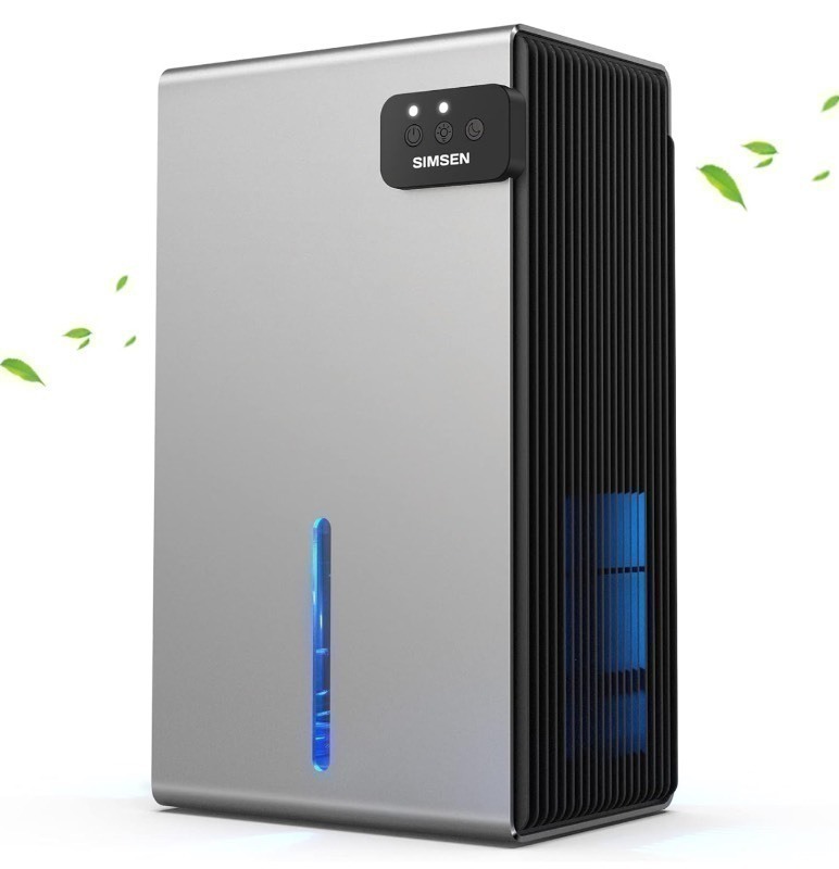 lot 96 image: New Simsen 95oz 7000 Cubic Feet(720 sq ft) Quiet Dehumidifier for Home w Drain Hose and 2 Working Modes, Portable Small Dehumidifiers for Bedroom Bathroom Basements Closet RV & Mood Lighting