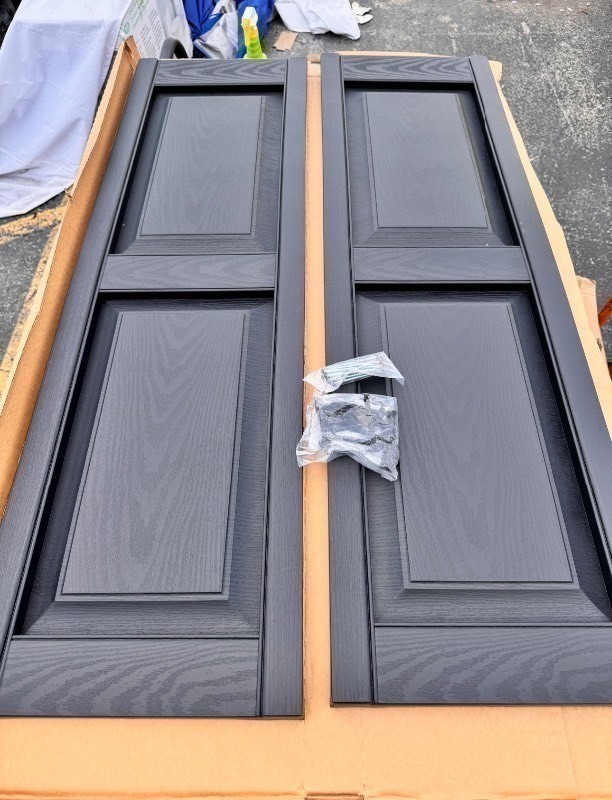 lot 281 image: New Pair of Mid-America Raised 14 34x51 Vinyl Shutter Panels, 002 Black
