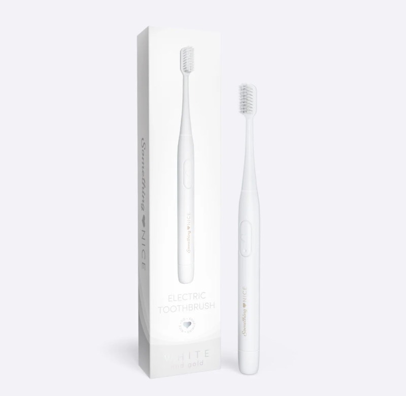 lot 145 image: 2 New Something Nice Modern Electric Toothbrush w Travel Case and Extra Brush, White