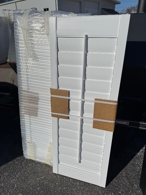 lot 61 image: New Levolor Window Plantation Styled Louvers 45.5x17 2pc Set, White