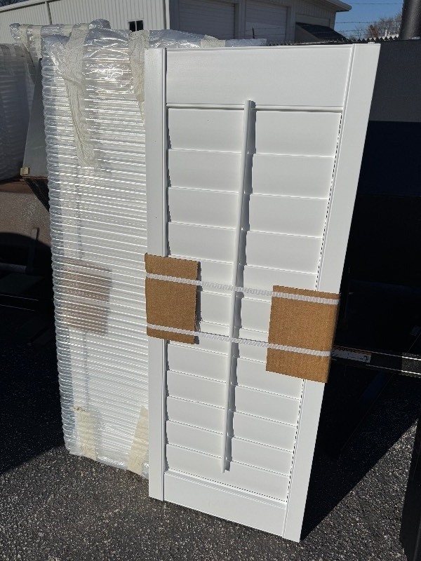 lot 65 image: New Levolor Window Plantation Styled Louvers 44.375x16 2pc Set, White