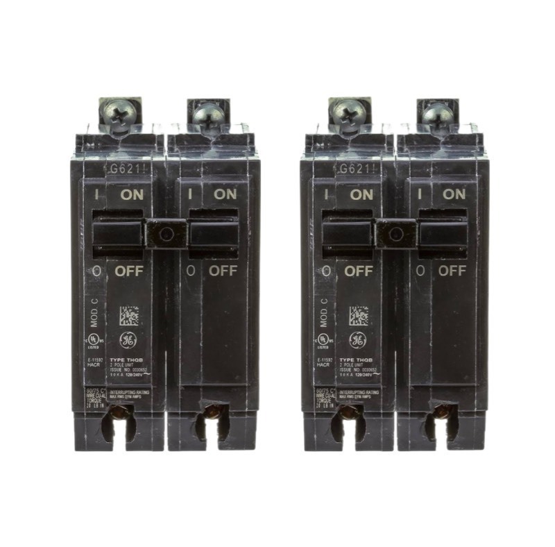 lot 76 image: 2 New General Electric GETHQB2130 GE THQB2130 2P30A Model C 120240 Bolt-ON Line Circuit Breakers, Black