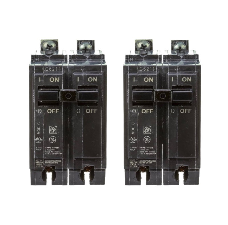 lot 77 image: 2 New General Electric GETHQB2130 GE THQB2130 2P30A Model C 120240 Bolt-ON Line Circuit Breakers, Black